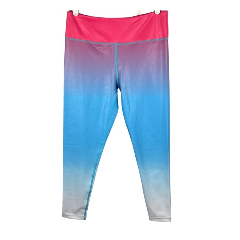 Zyia Active ombré girls leggings 10-11 pink blue white sheen dance gymnastics